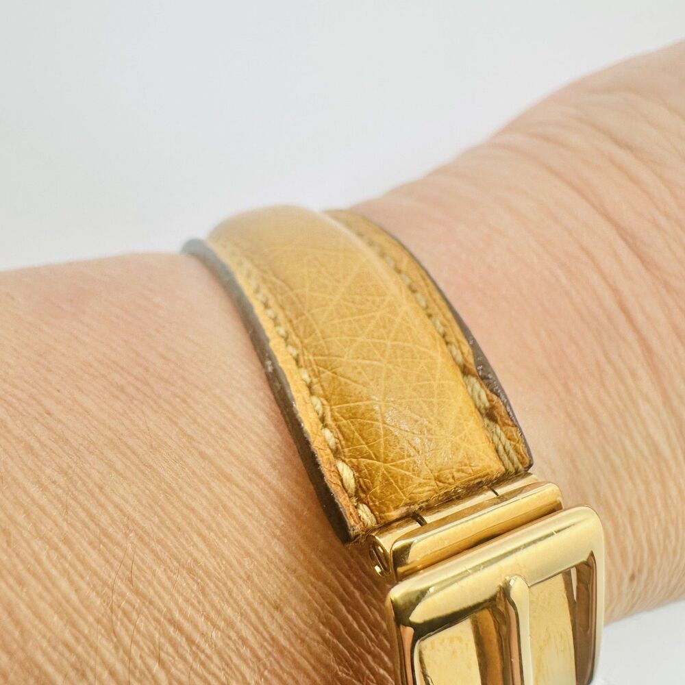 Gucci Brown Gold Belt Motif Leather Fashion Bracelet Jewelry Italian Designer - Picture 3 of 10